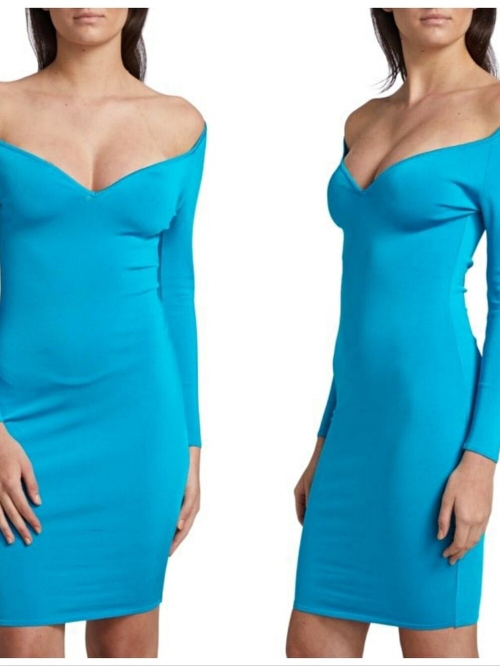 Alexandre Vauthier Off-Shoulder Turquoise Bodycon Dress Size 6(38) BNWT